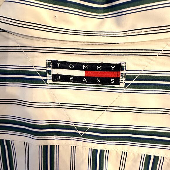Tommy Jeans Striped Button-Up Shirt Men’s Short Sleeve Vintage - Medium - Picture 3 of 3